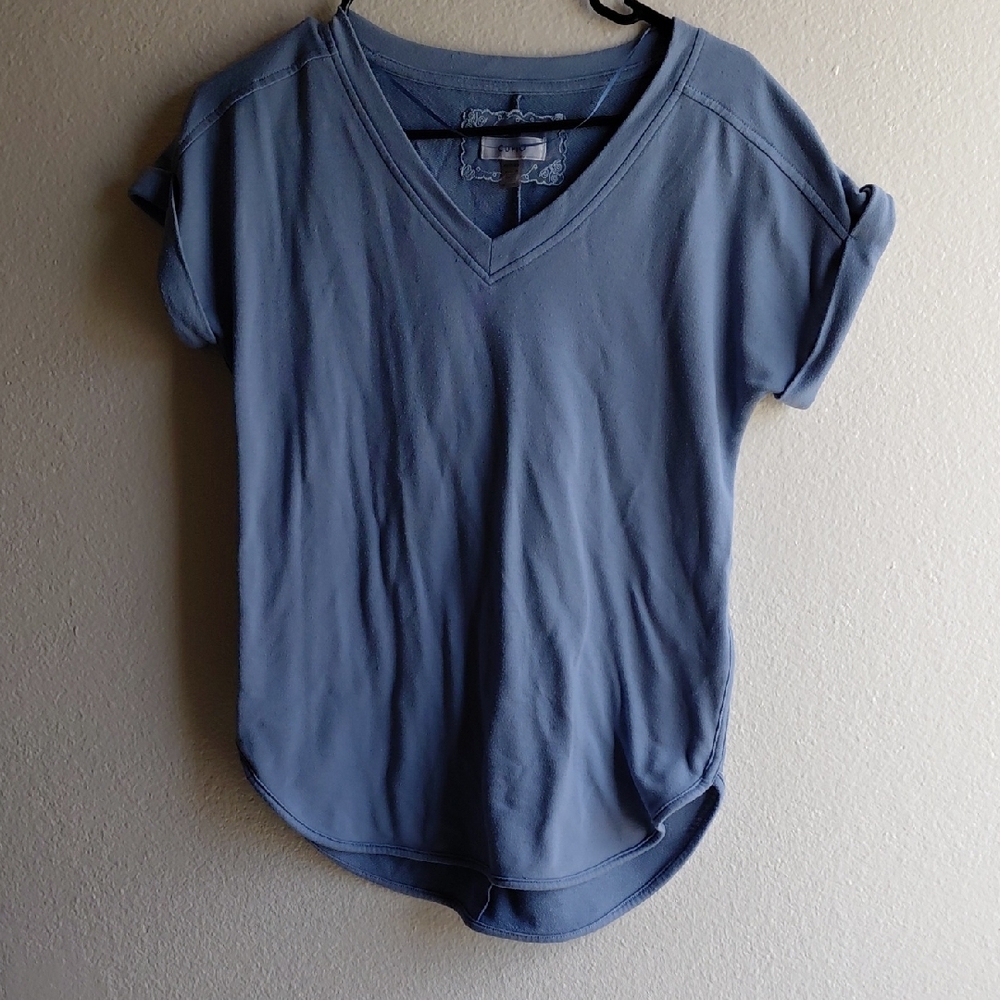 Casual Blue V-Neck Women's Tee